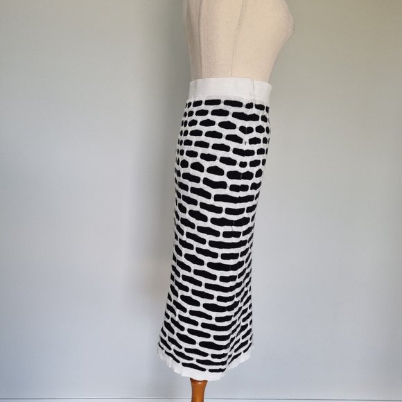 Veronika Maine Black & White Geometric Knit Pencil Skirt Size M - Picture 4 of 6